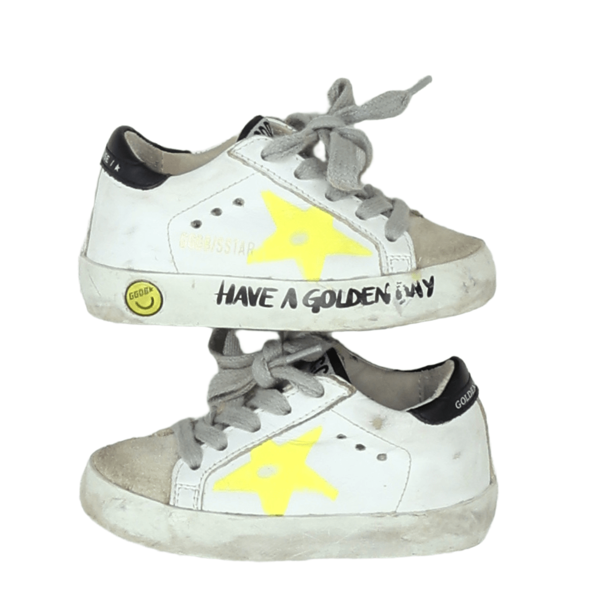 GOLDEN GOOSE - Weiße Sneakers mit gelbem Stern - 19