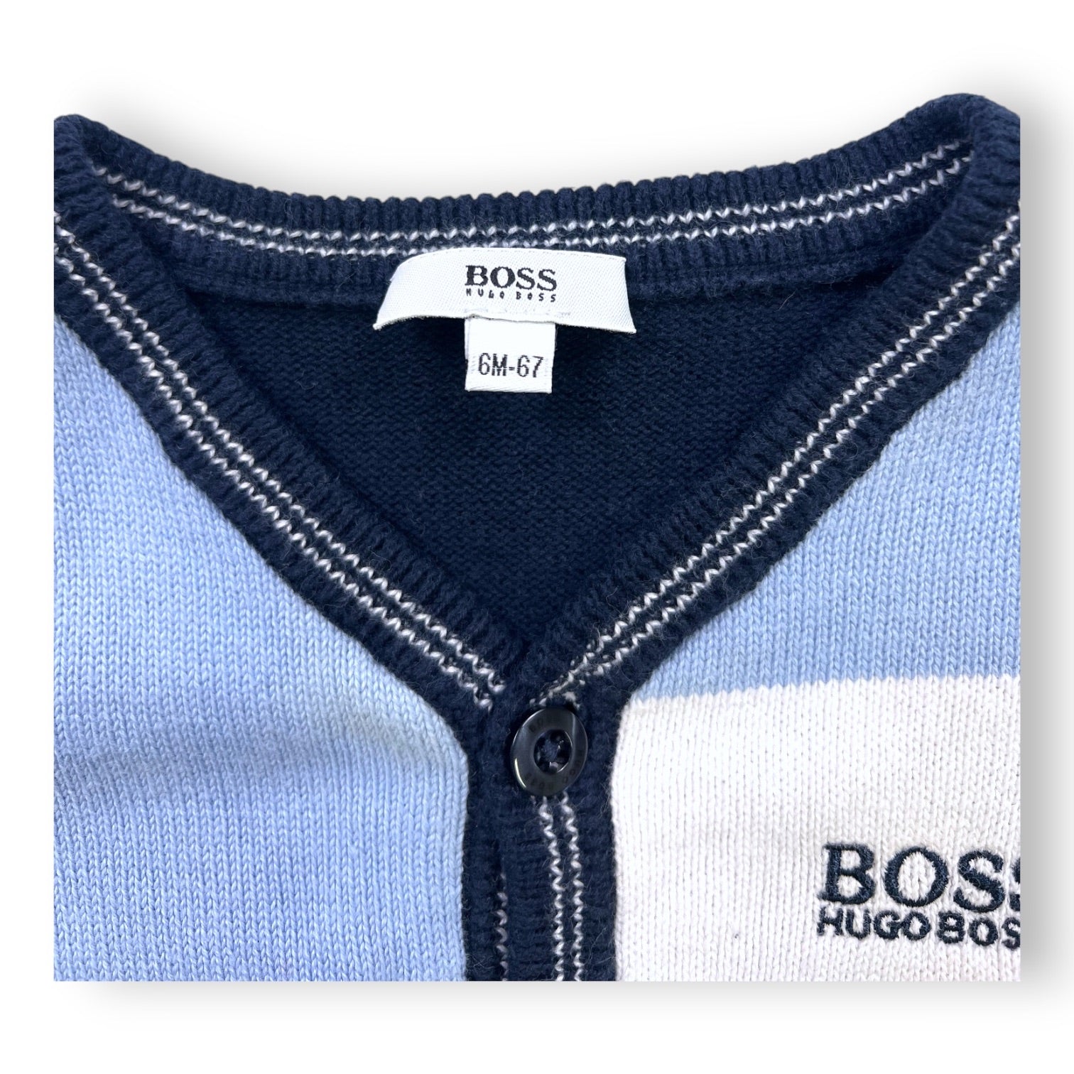 HUGO BOSS - CARDIGAN - BLUE, WHITE - 6 MONTHS