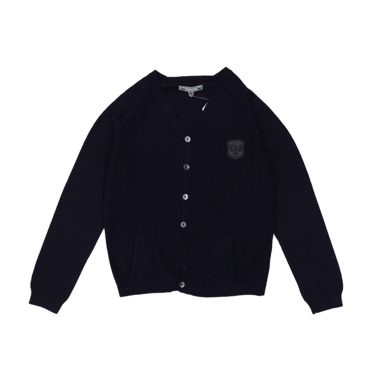 BONPOINT - Marineblaue Wollstrickjacke - 8 Jahre