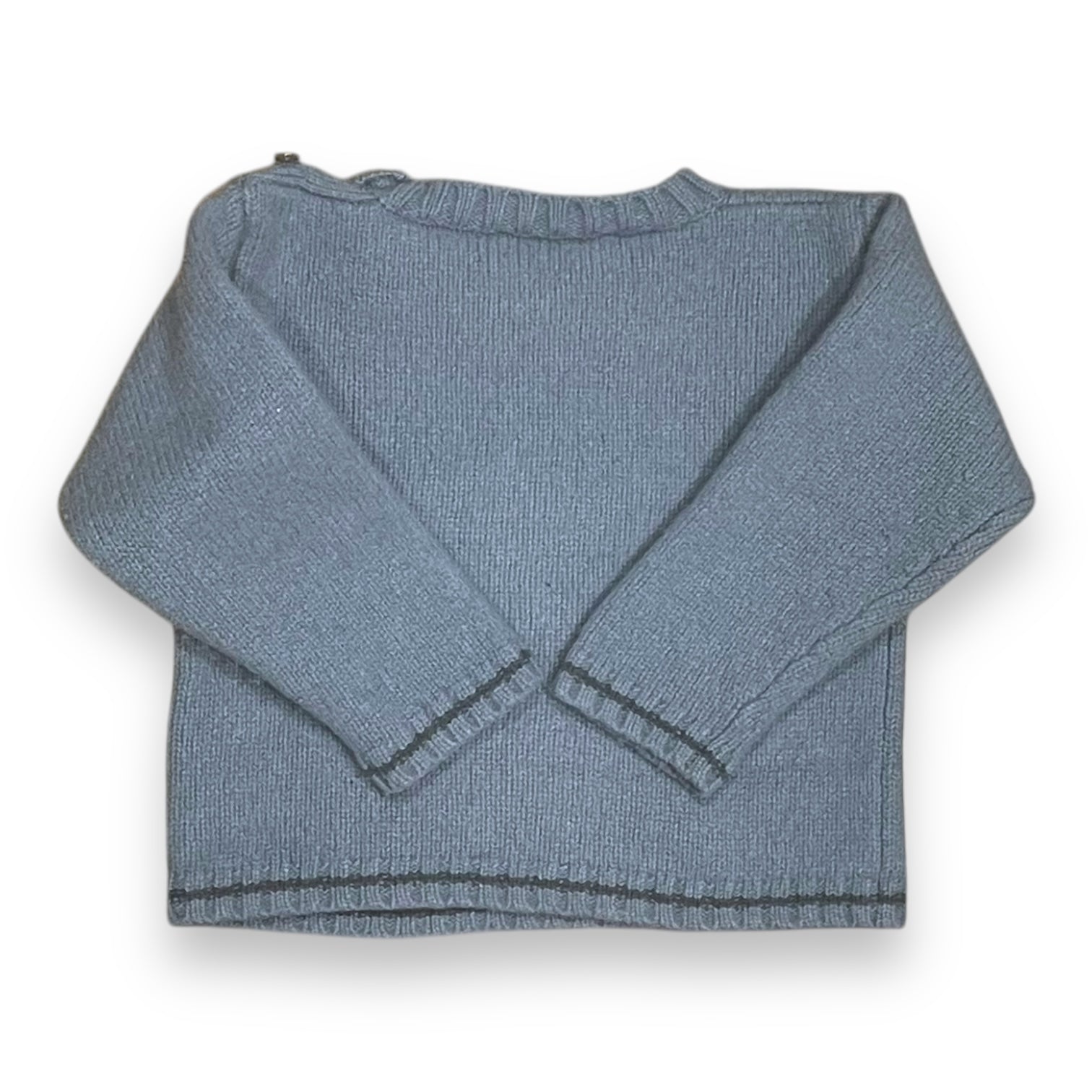 BONPOINT - Navy blue long-sleeved wool sweater - 2 years