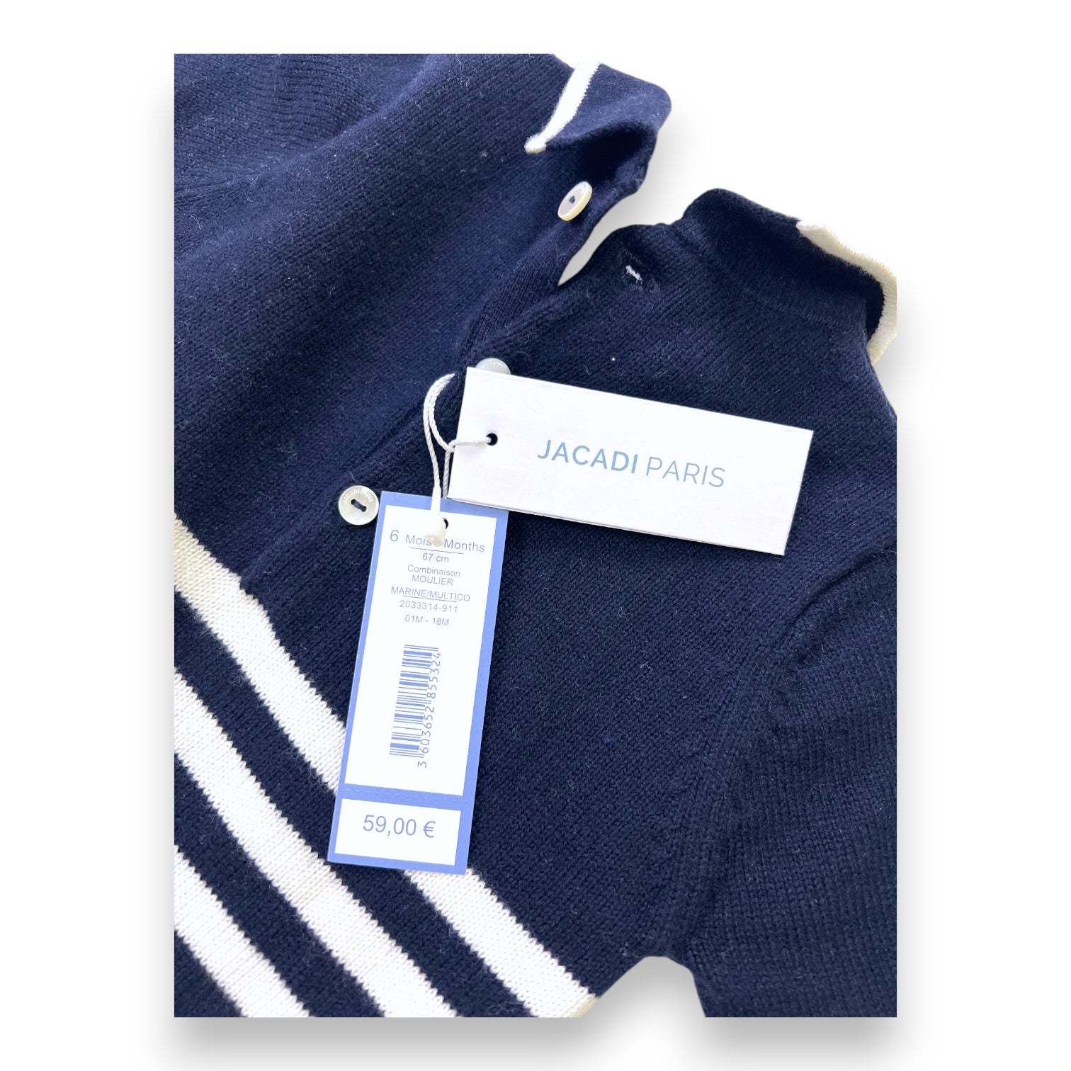 JACADI - JUMPSUIT - BLAU, WEIß - 6 MONATE