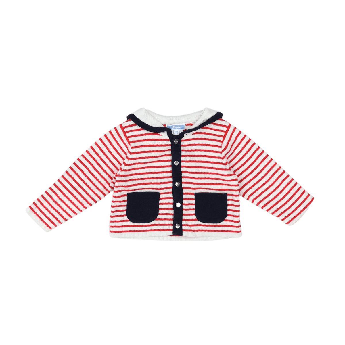 JACADI - STRICKJACKE - WEIß, ROT - 12 MONATE