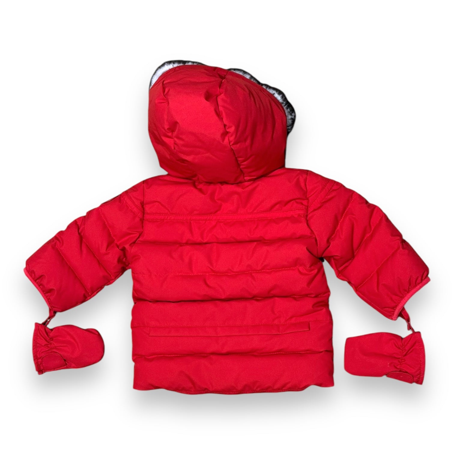 BABY DIOR - Red down jacket with new rabbit fur - 12 months