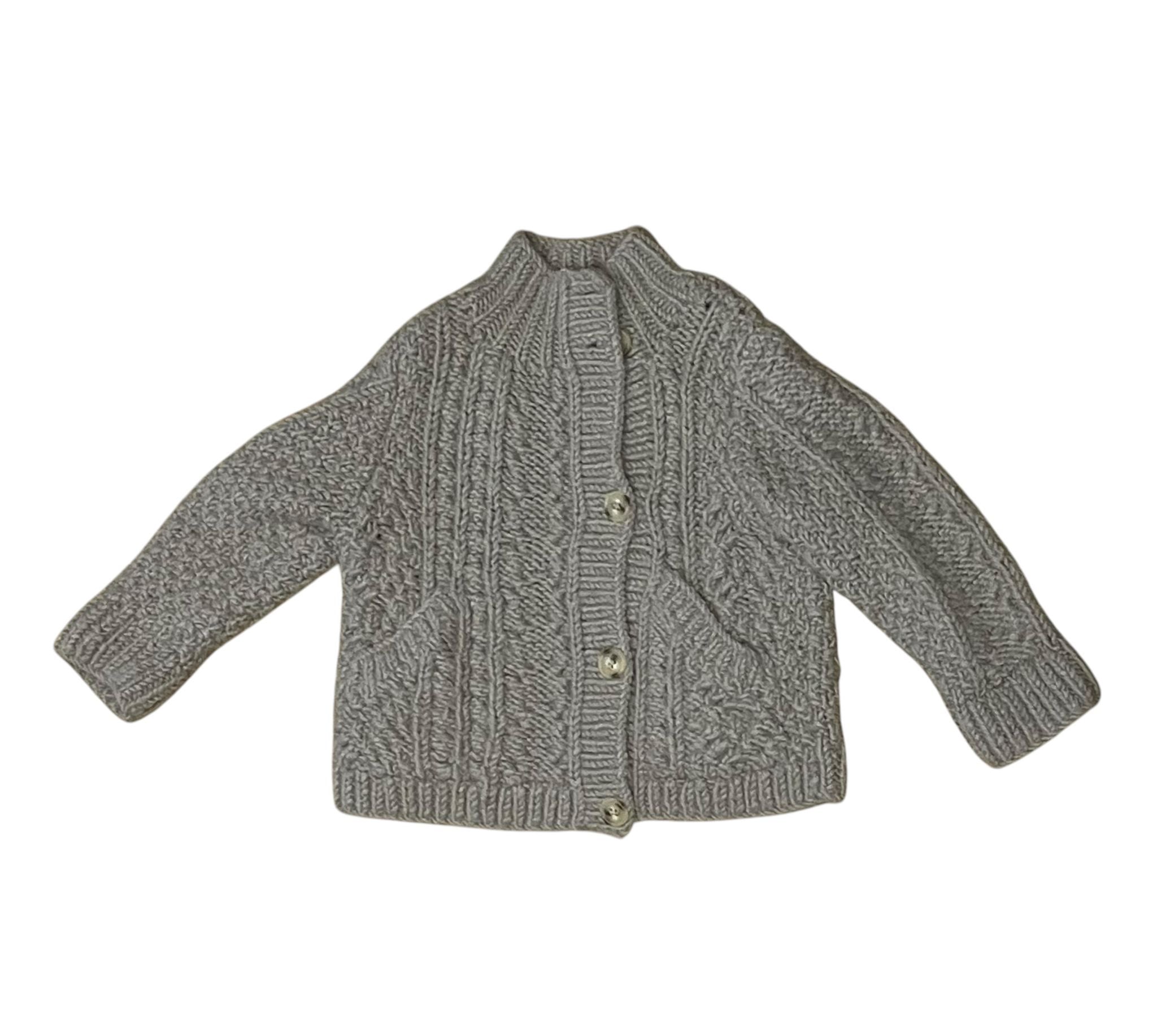 BONPOINT - Braune Strickjacke aus Wolle mit Strickeffekt - 3 Jahre
