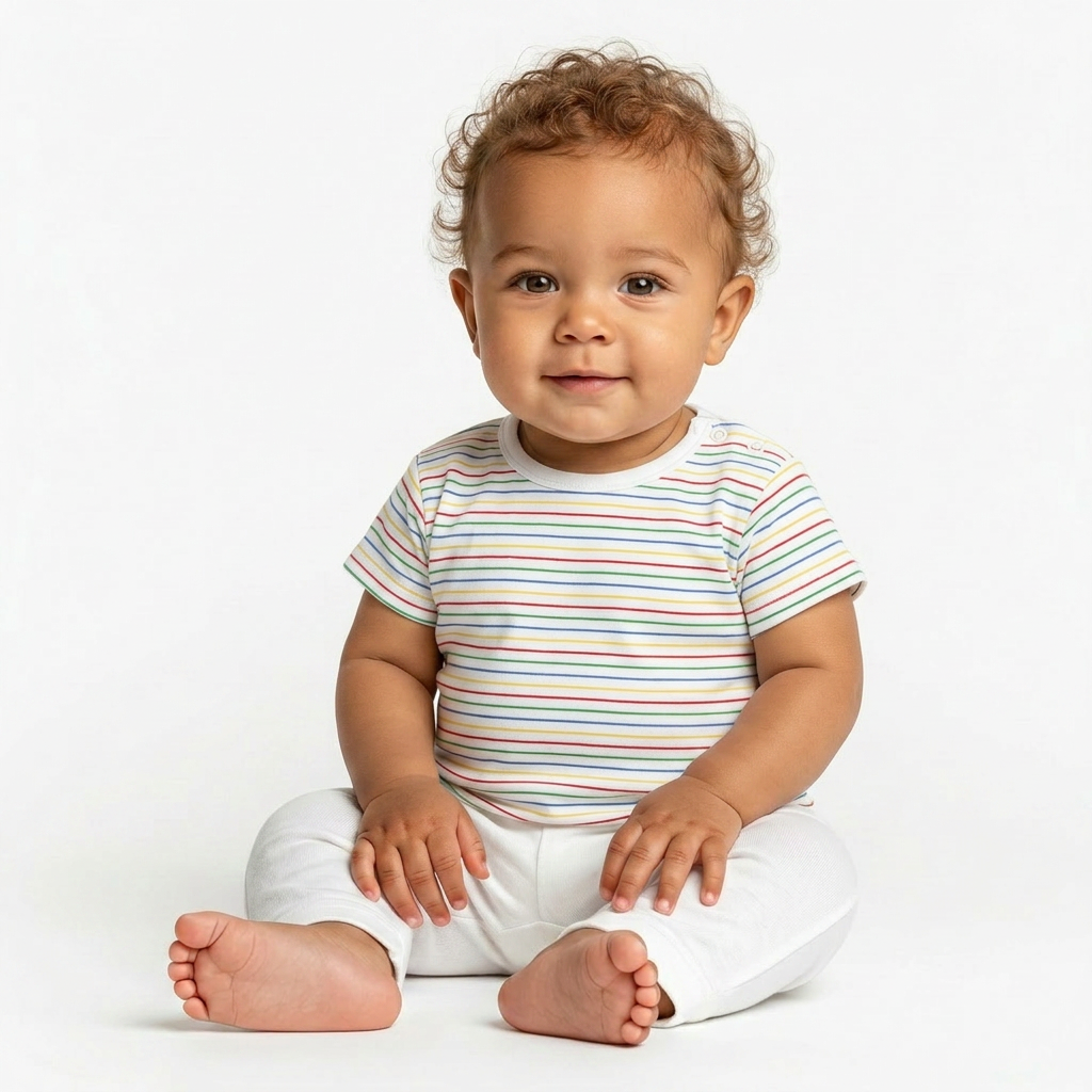 BONTON - T-SHIRT - BLANC, MULTICOLORE - 6 MOIS