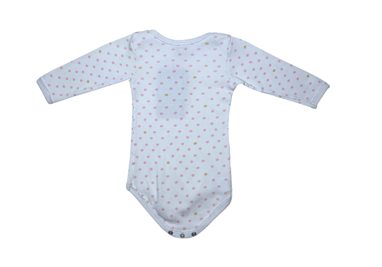 PETIT BATEAU - Lot de 2 bodies (à pois rose et blanc & rose à étoiles) - 6 mois