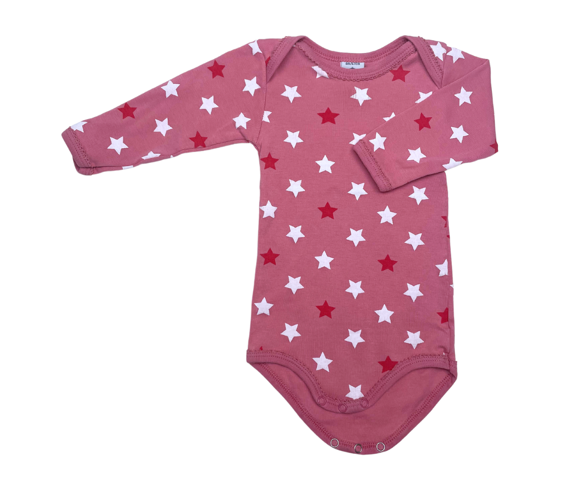 PETIT BATEAU - Lot de 2 bodies (à pois rose et blanc & rose à étoiles) - 6 mois