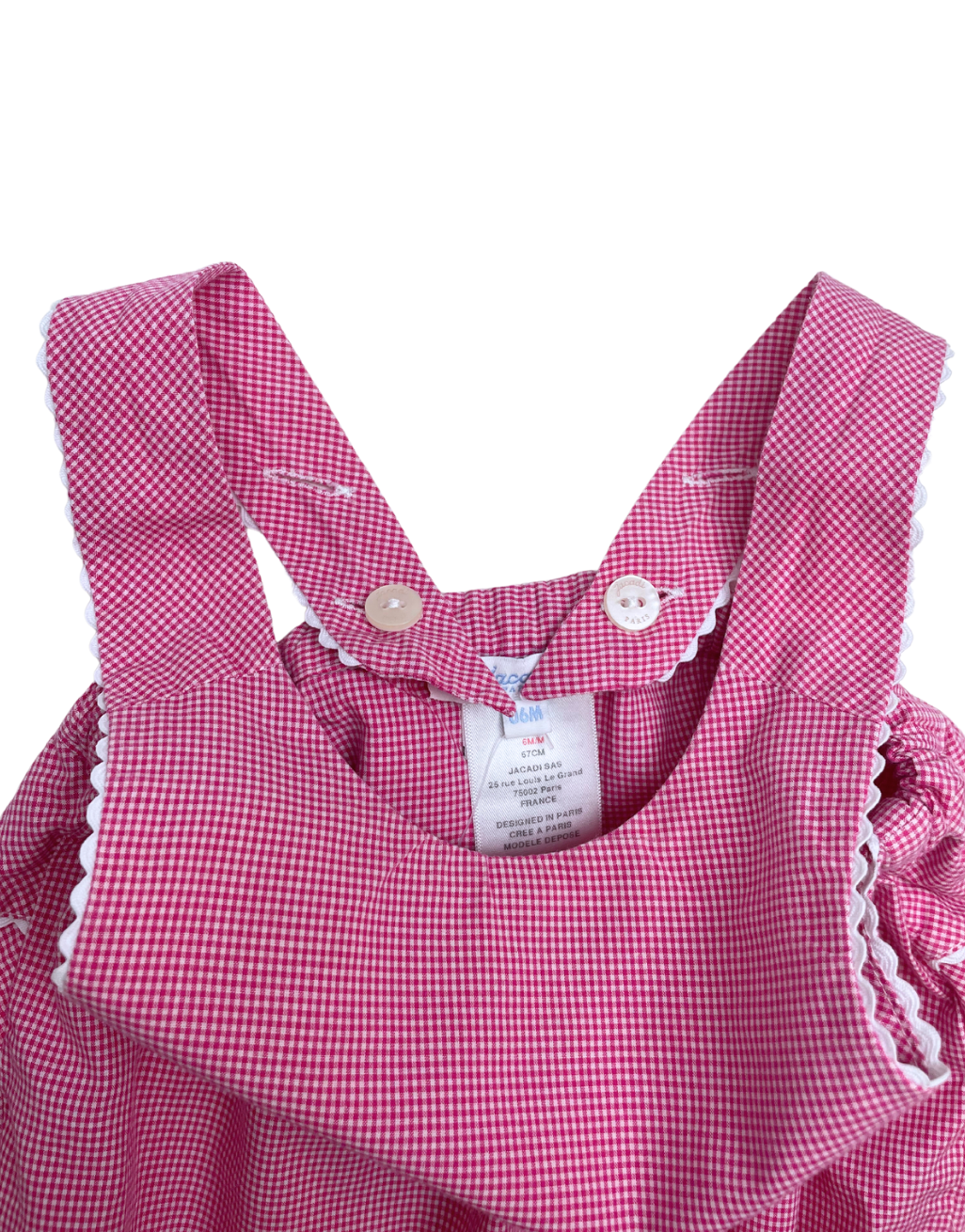 JACADI - Red gingham romper - 6 months