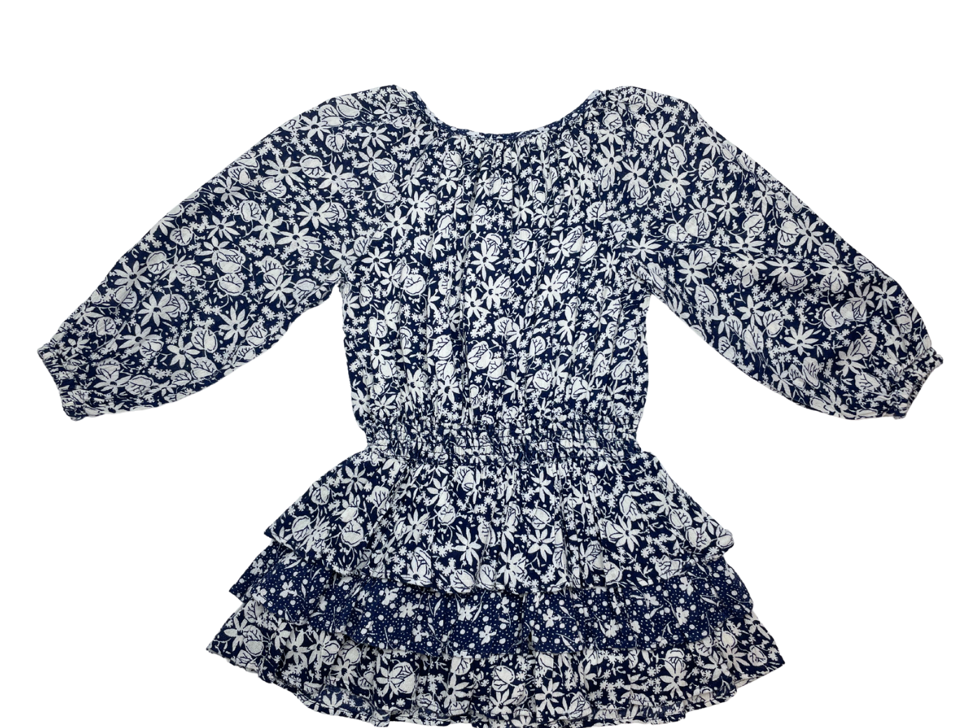 RALPH LAUREN - Robe blanche & marine à imprimés fleurs - 2 ans