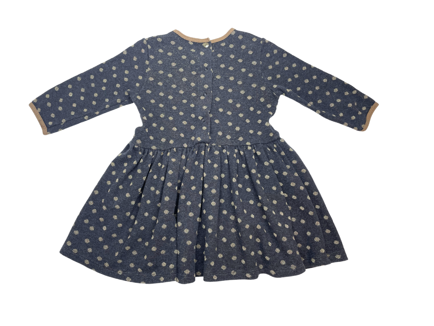 PETIT BATEAU - Robe gris foncée à pois dorés - 4 ans