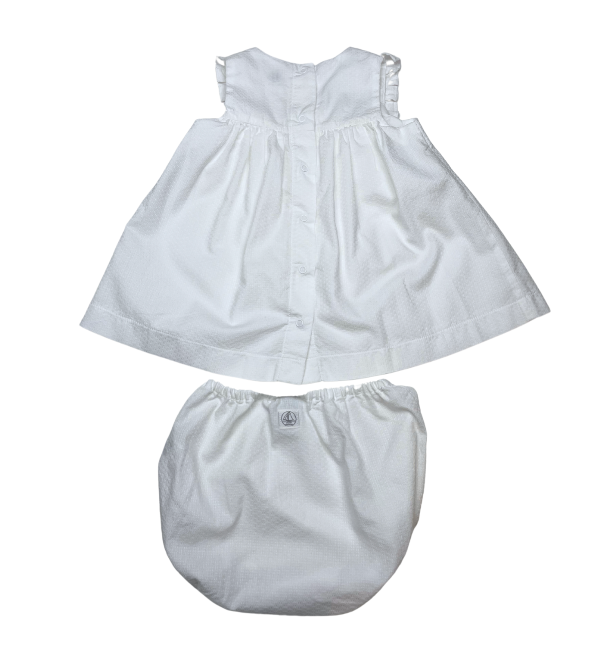 PETIT BATEAU - Robe de cérémonie blanche avec broderies or - 12 mois