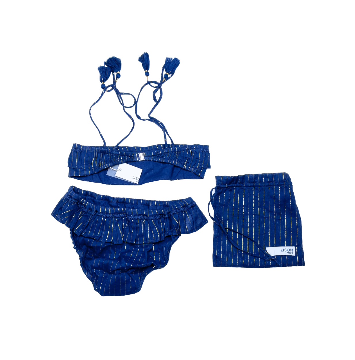 LISON PARIS - Blauer und goldener Bikini-Badeanzug - 8 Jahre
