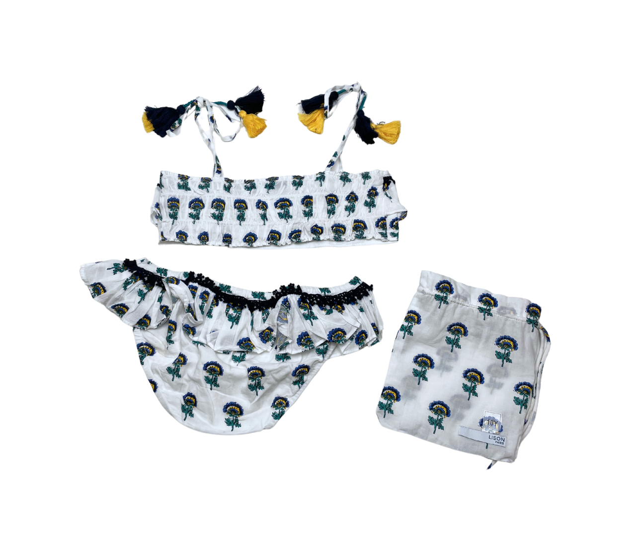 LISON PARIS - Weißer Bikini-Badeanzug mit Blumenmuster - 10 Jahre