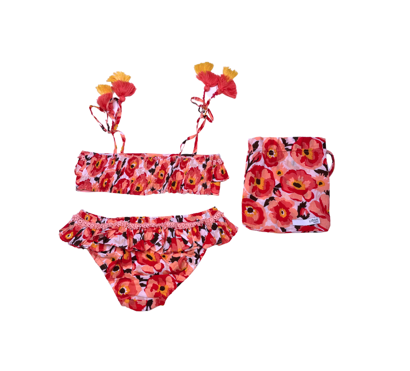 LISON PARIS - Bikini-Badeanzug mit rosa Blumen - 6 Jahre