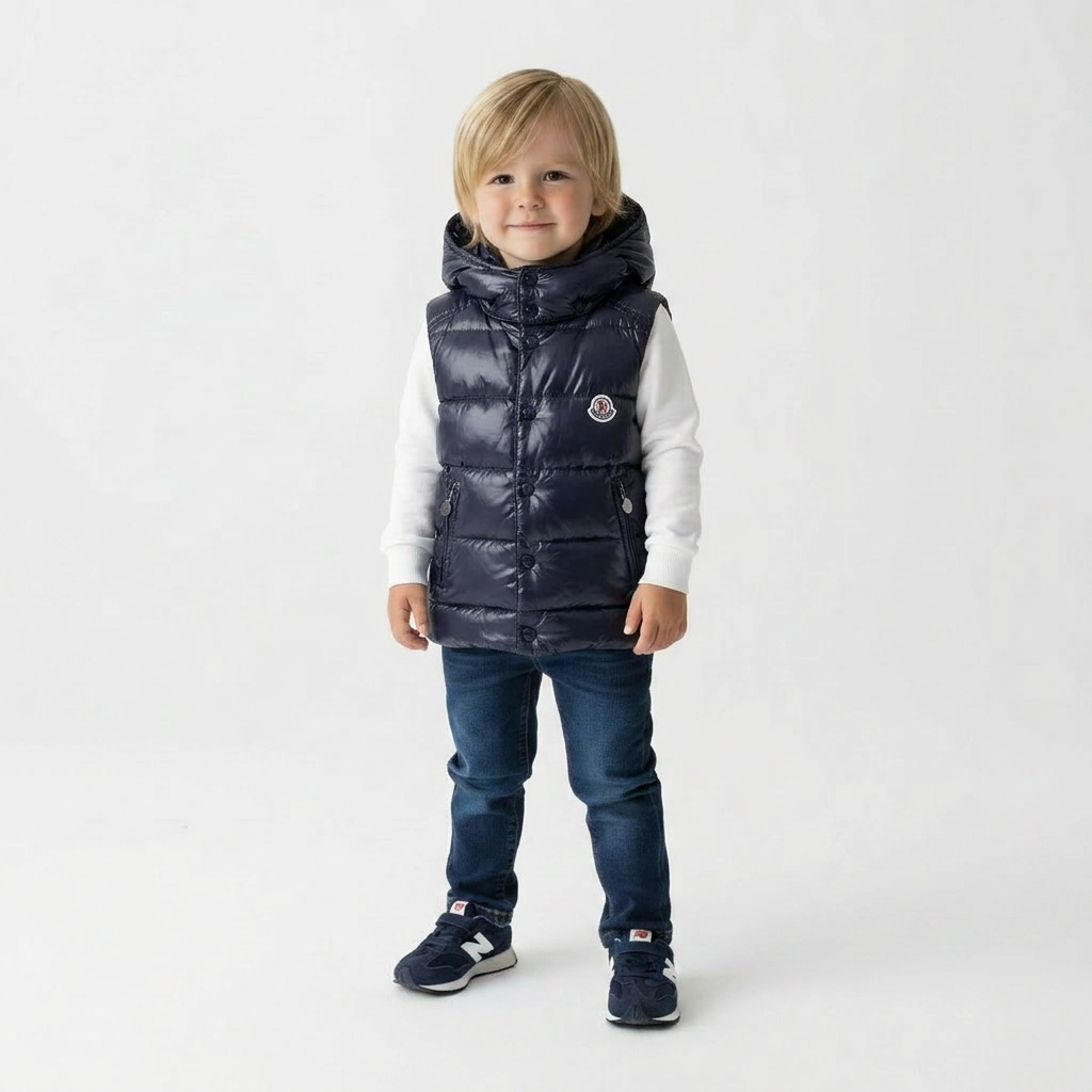 MONCLER - BLOUSON SANS MANCHE - BLEU - 24 MOIS