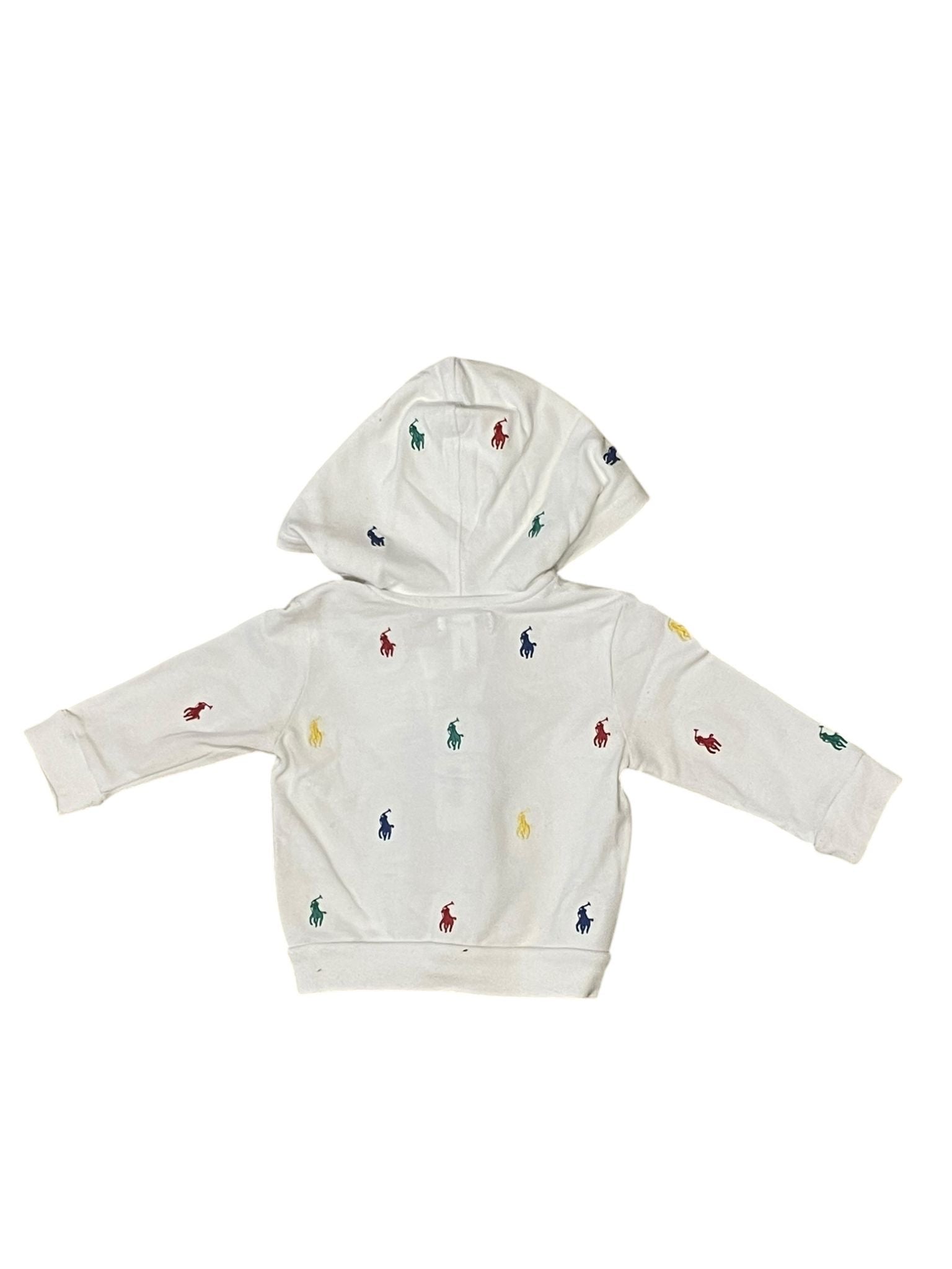 RALPH LAUREN - White zip-up hoodie with embroidered logo - 6 months