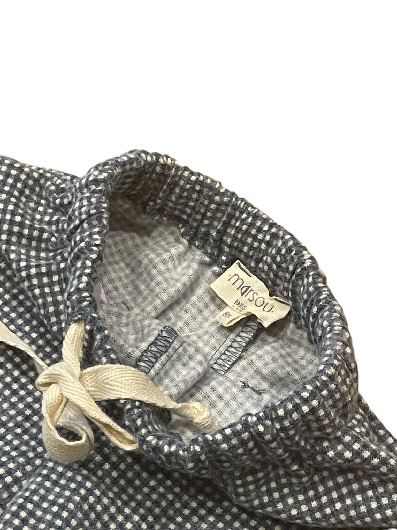 MARSOU - Pantalon bleu et blanc à carreaux - 6 mois