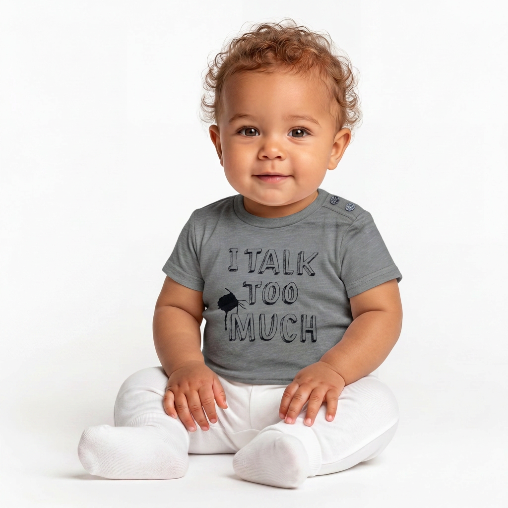 I TALK TO MUCH - T-shirt kaki - 3 mois