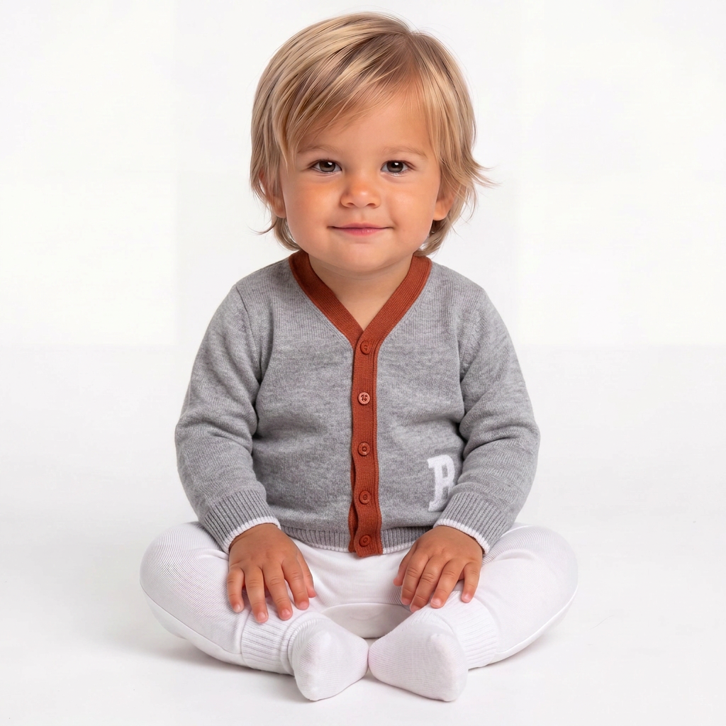 BONPOINT - Grey and brown cardigan - 6 months