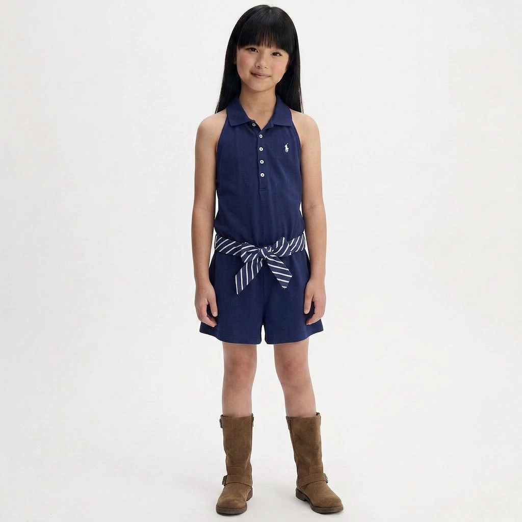 RALPH LAUREN - Robe bleu marine dos nu - 8/10 ans