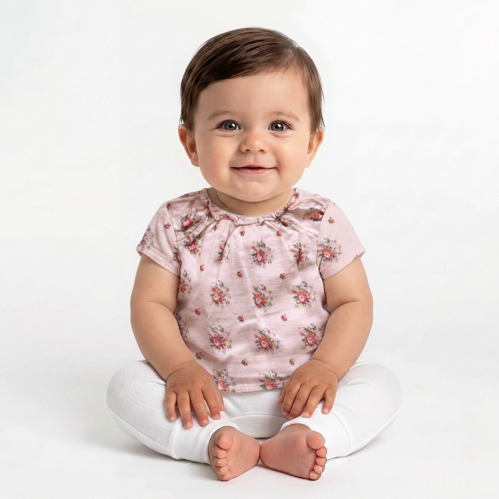 BONPOINT - Blouse beige à fleurs - 6 mois
