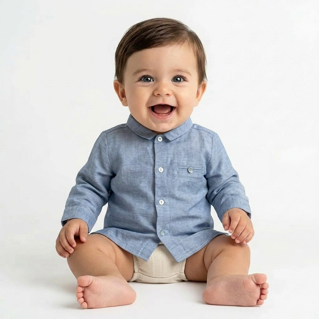 BONTON - CHEMISE - BLEU - 6 MOIS