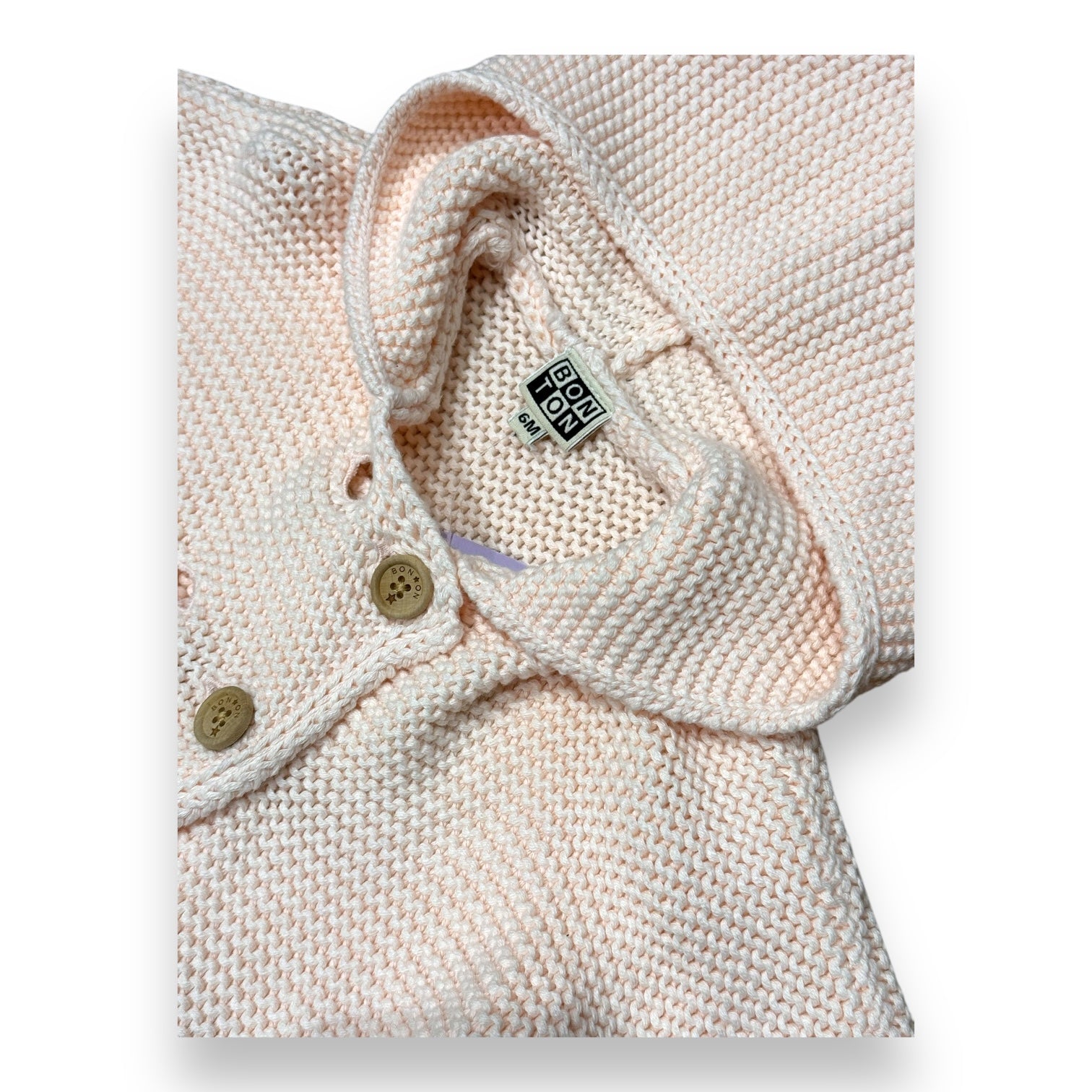 BONTON - Burnou in rosa Strickoptik - 6 Monate