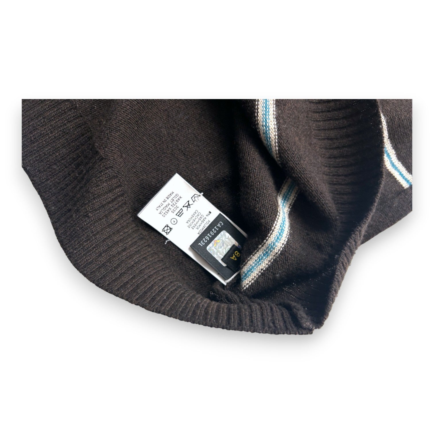 FENDI - Pull sans manches marron à rayures - 8 ans