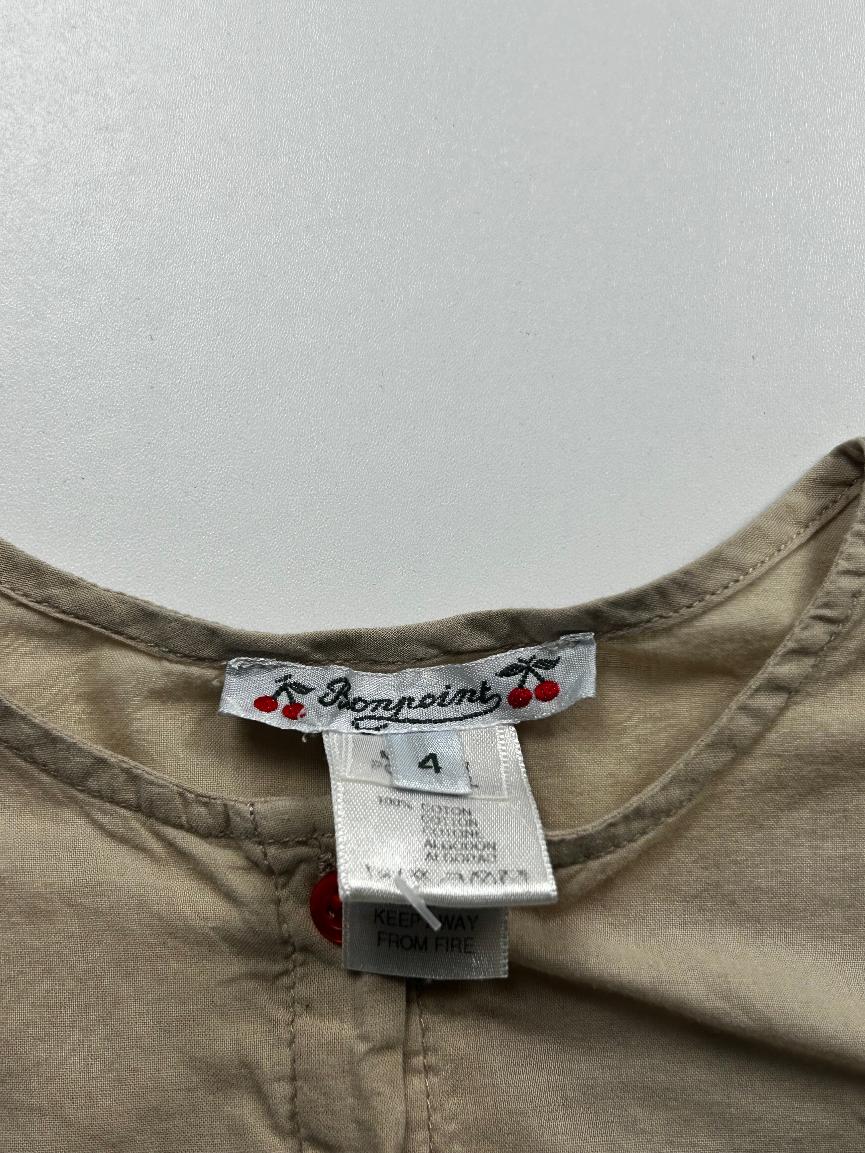 BONPOINT - Beiges Baumwollhemd mit Mandarinkragen - 4 Jahre