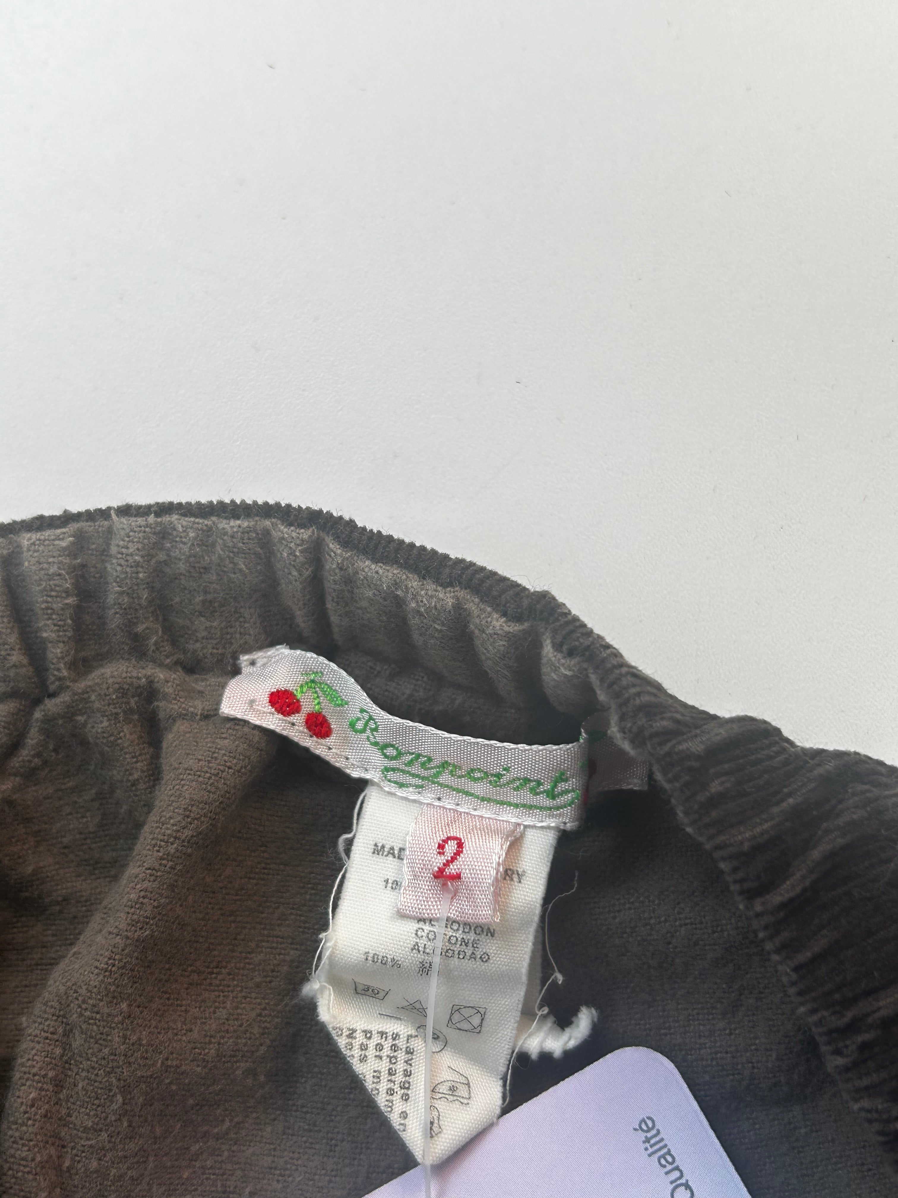 BONPOINT - Wide-leg brown velvet pants - 2 years