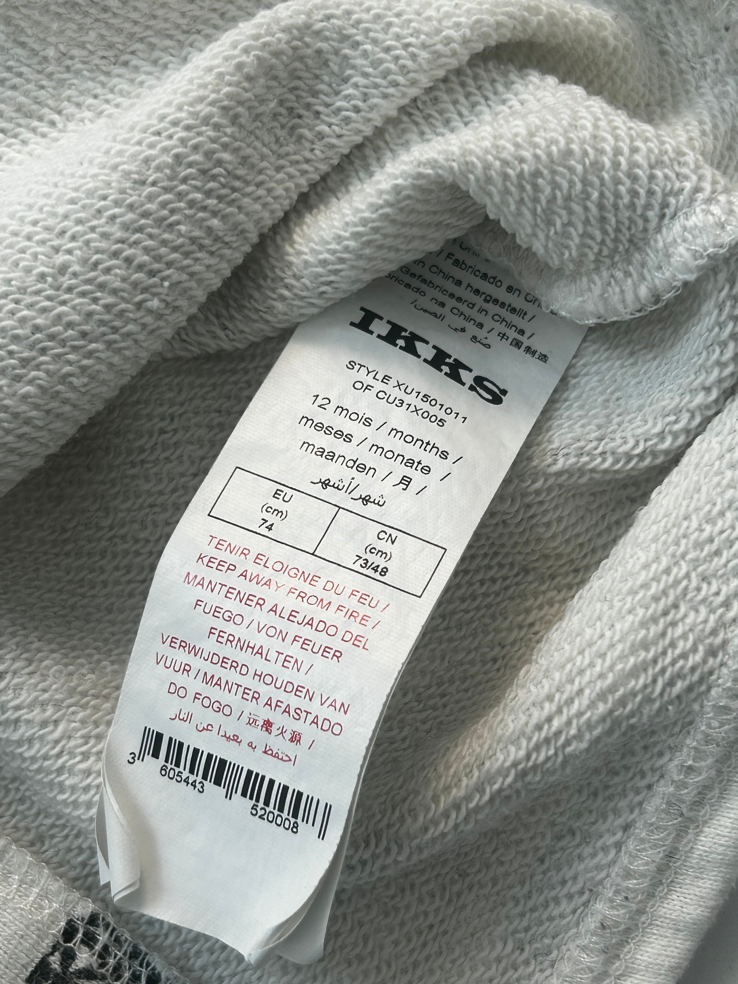 IKKS - Weiß gestreiftes Baumwoll-Sweatshirt „Long Live Freedom“ mit Knöpfen auf der Rückseite - 12 Monate