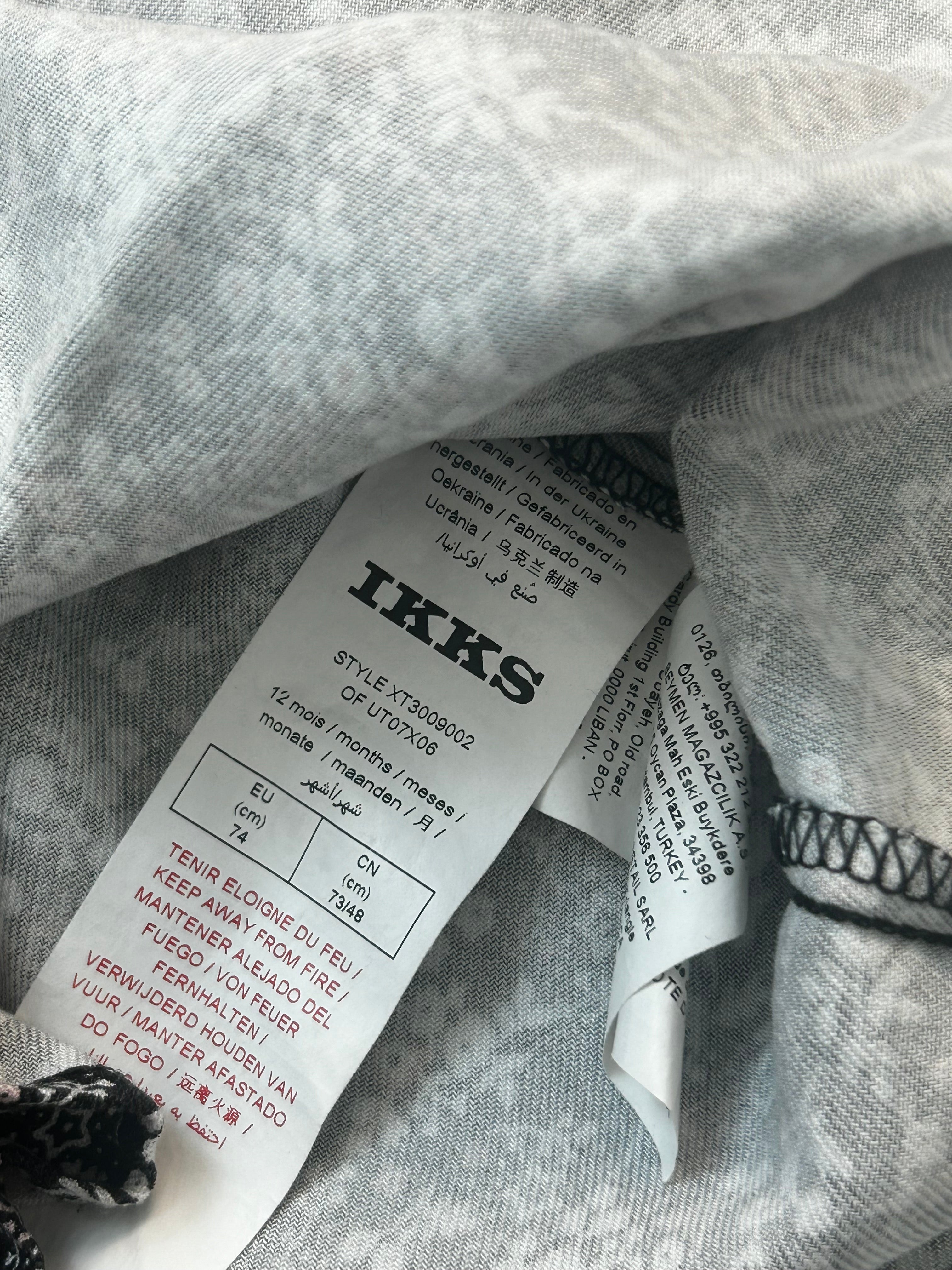 IKKS - Robe à fleurs noires, rose & blanche - 12 mois