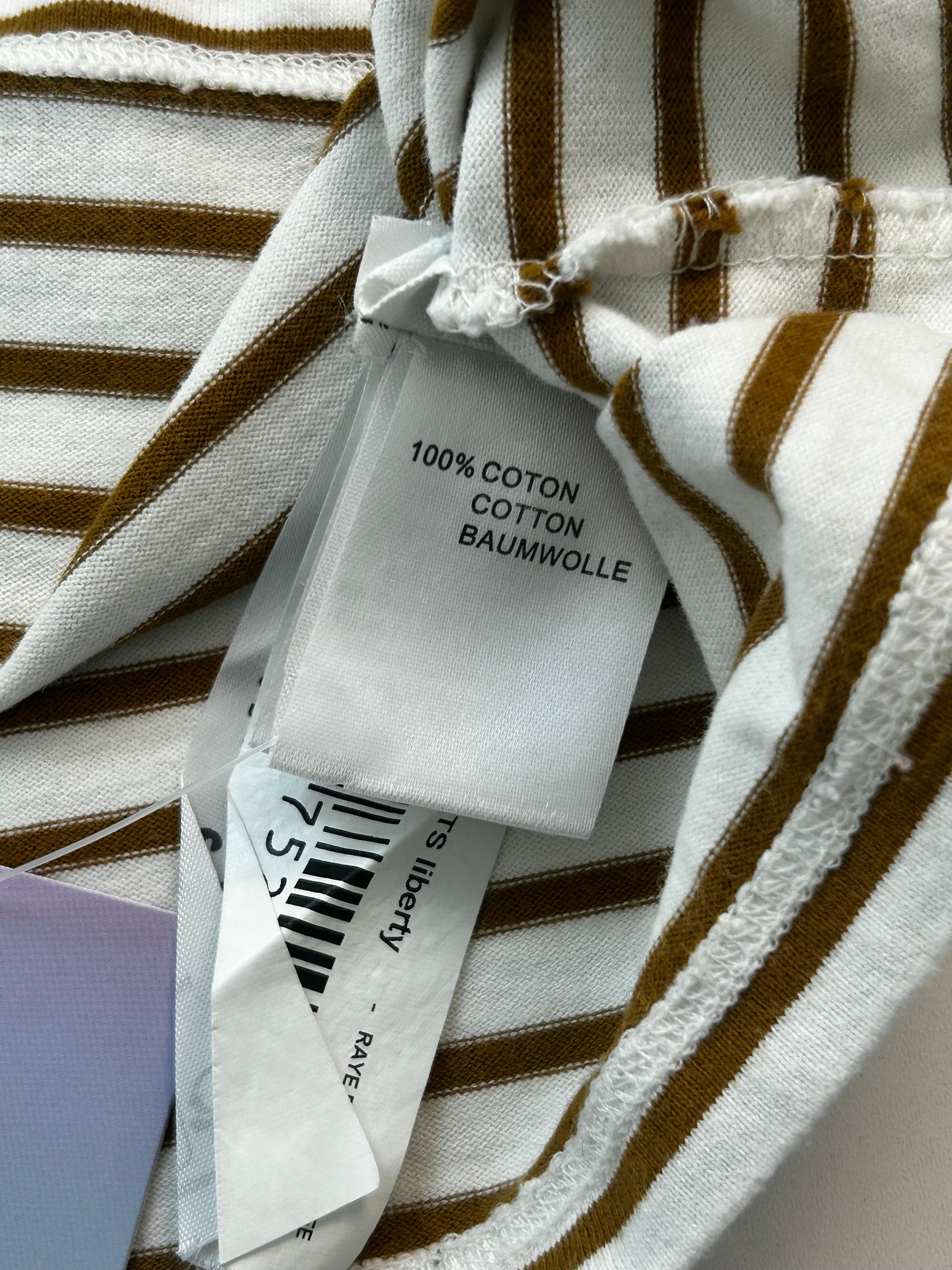 CYRILLUS - Long-sleeved white and brown striped T-shirt - 2 years