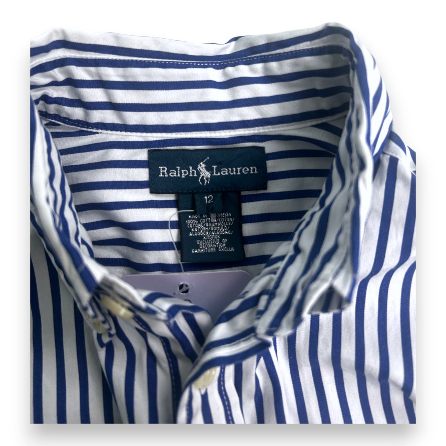 RALPH LAUREN – Blau gestreiftes Hemd – 12 Jahre