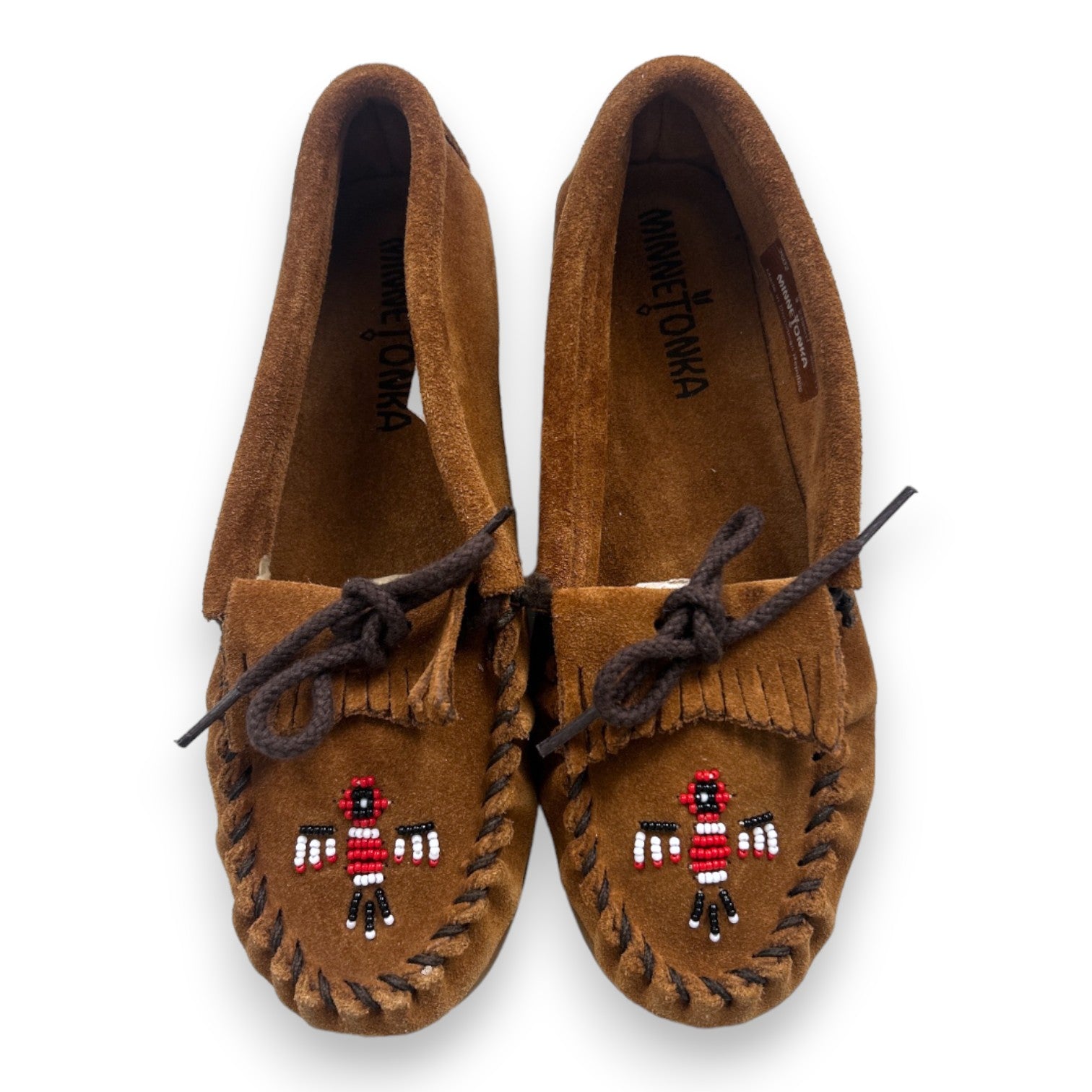 MINNETONKA - Brown suede and pearl loafers - 34