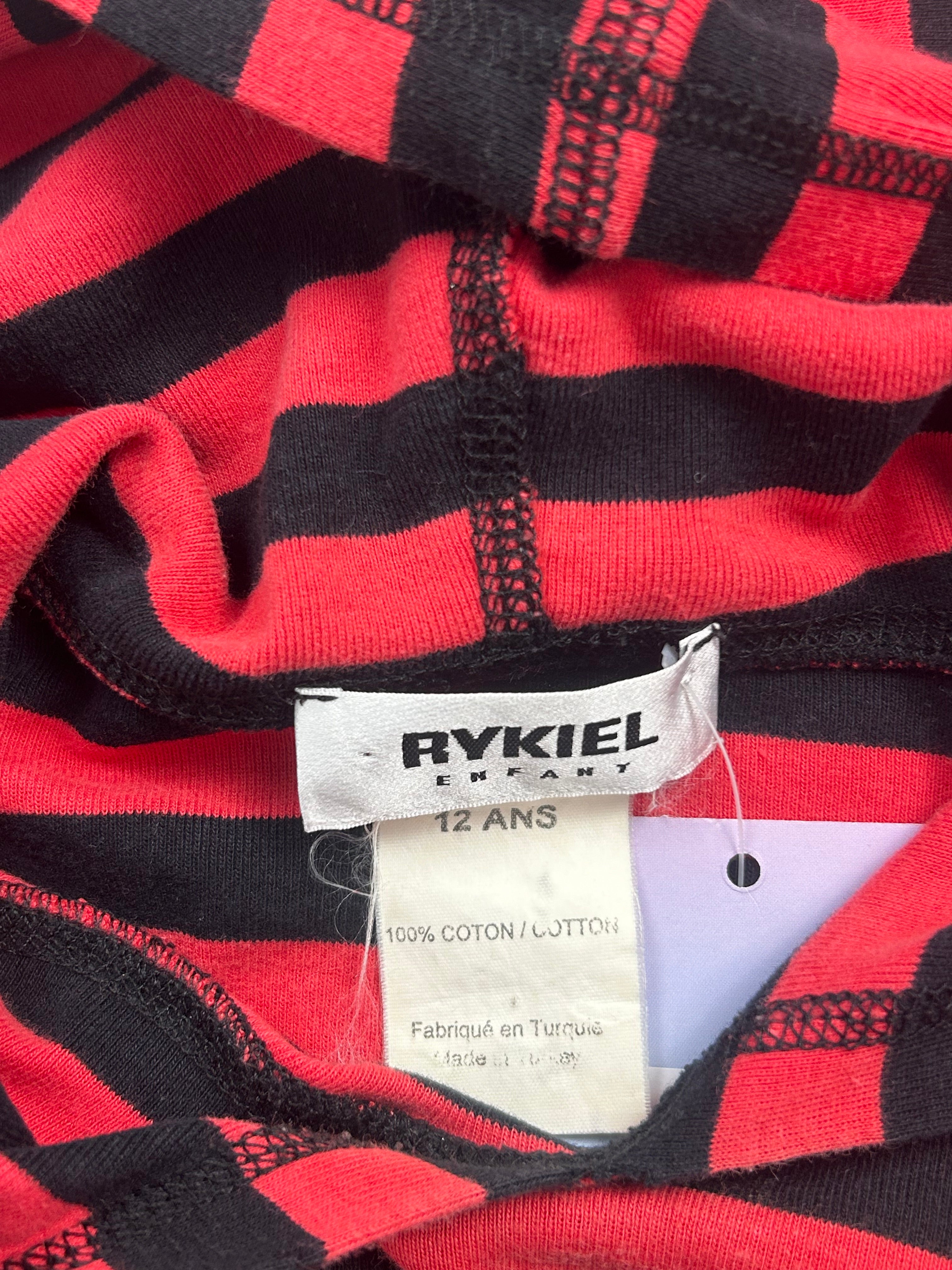 SONIA RYKIEL - Robe pull à rayures rouges et noires - 12 ans
