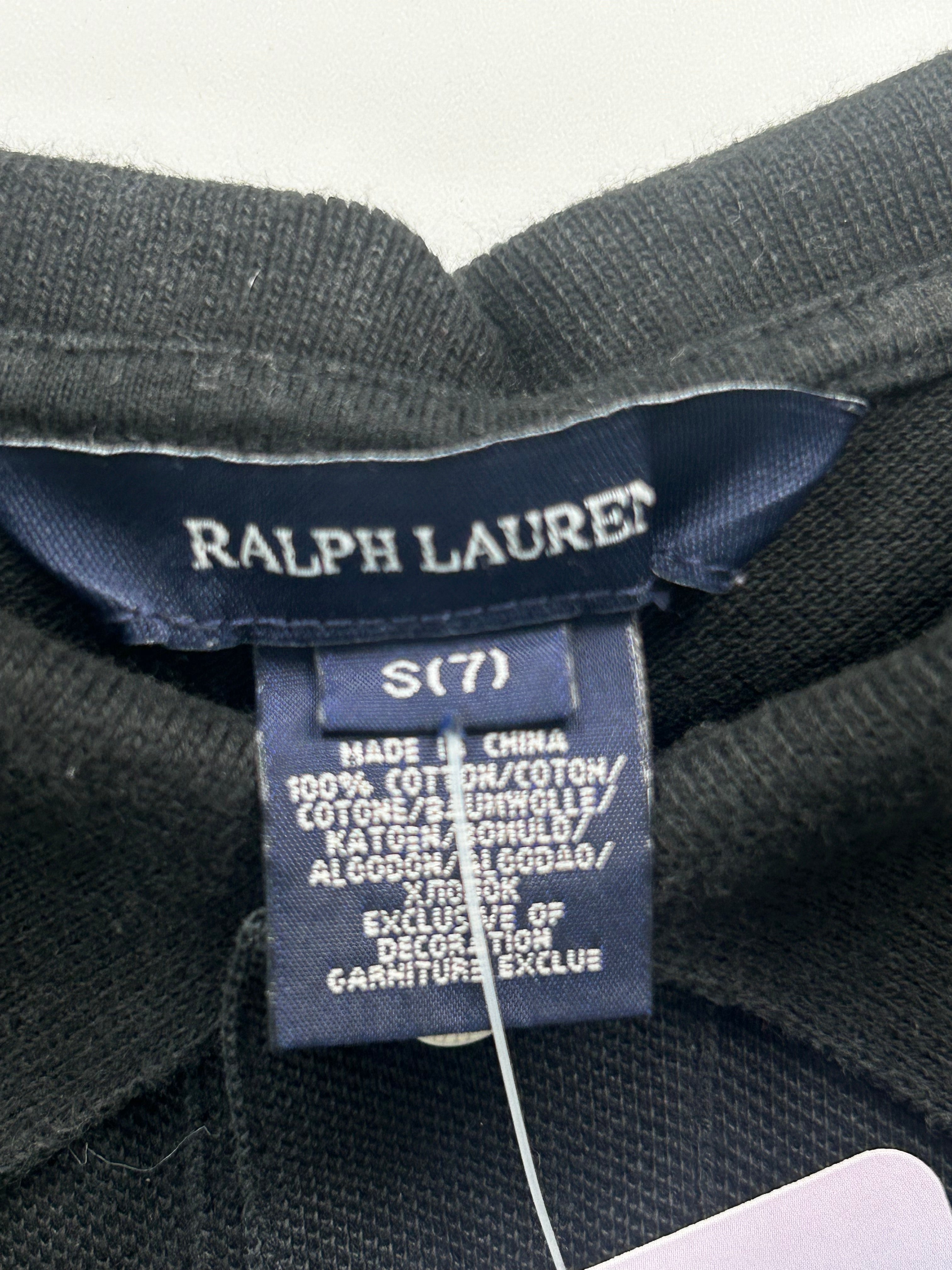 RALPH LAUREN - Schwarzes gemustertes Polokleid - 7 Jahre
