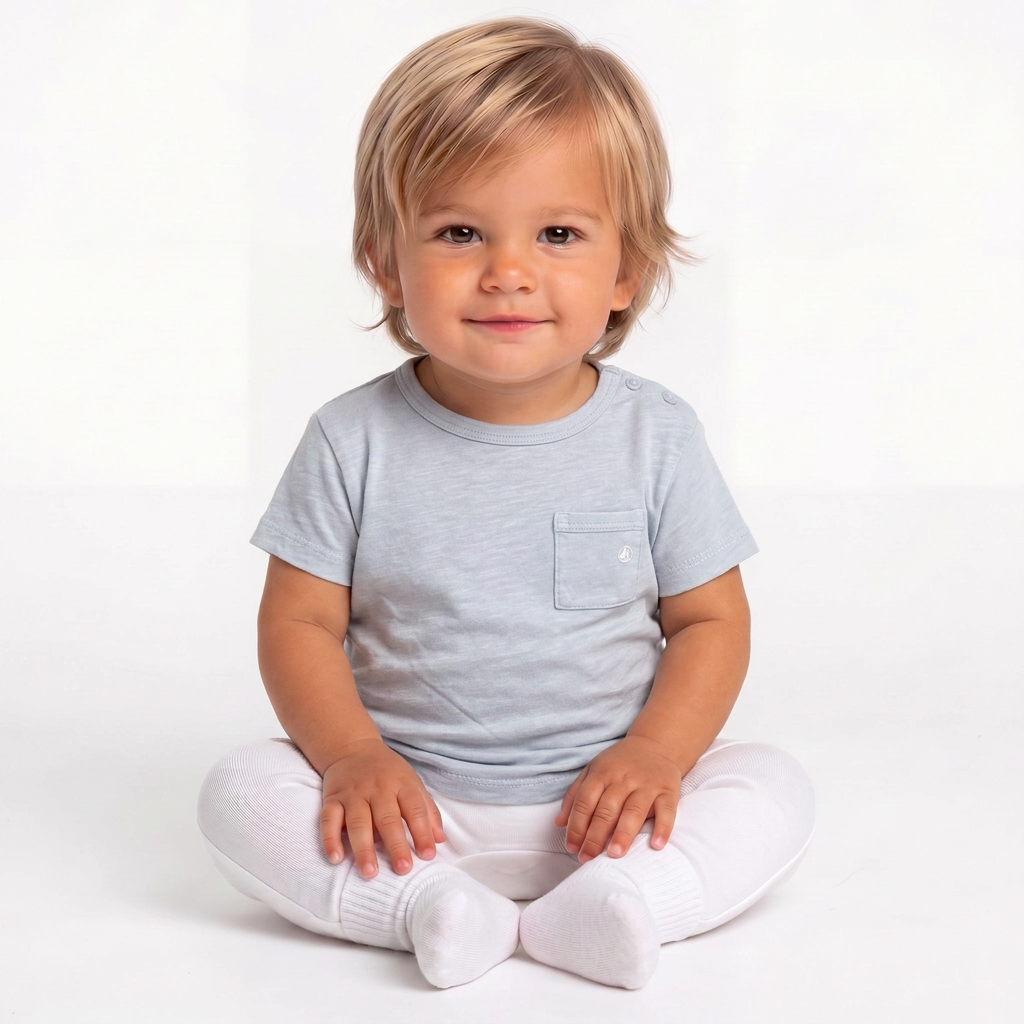 PETIT BATEAU - T shirt bleu clair - 6 mois