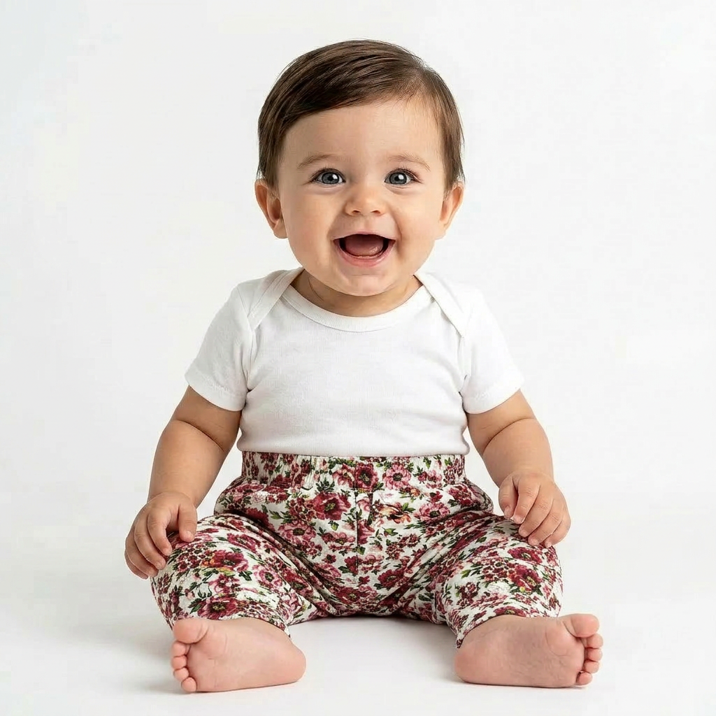 KENZO - PANTALON - BLANC, ROSE - 1 MOIS