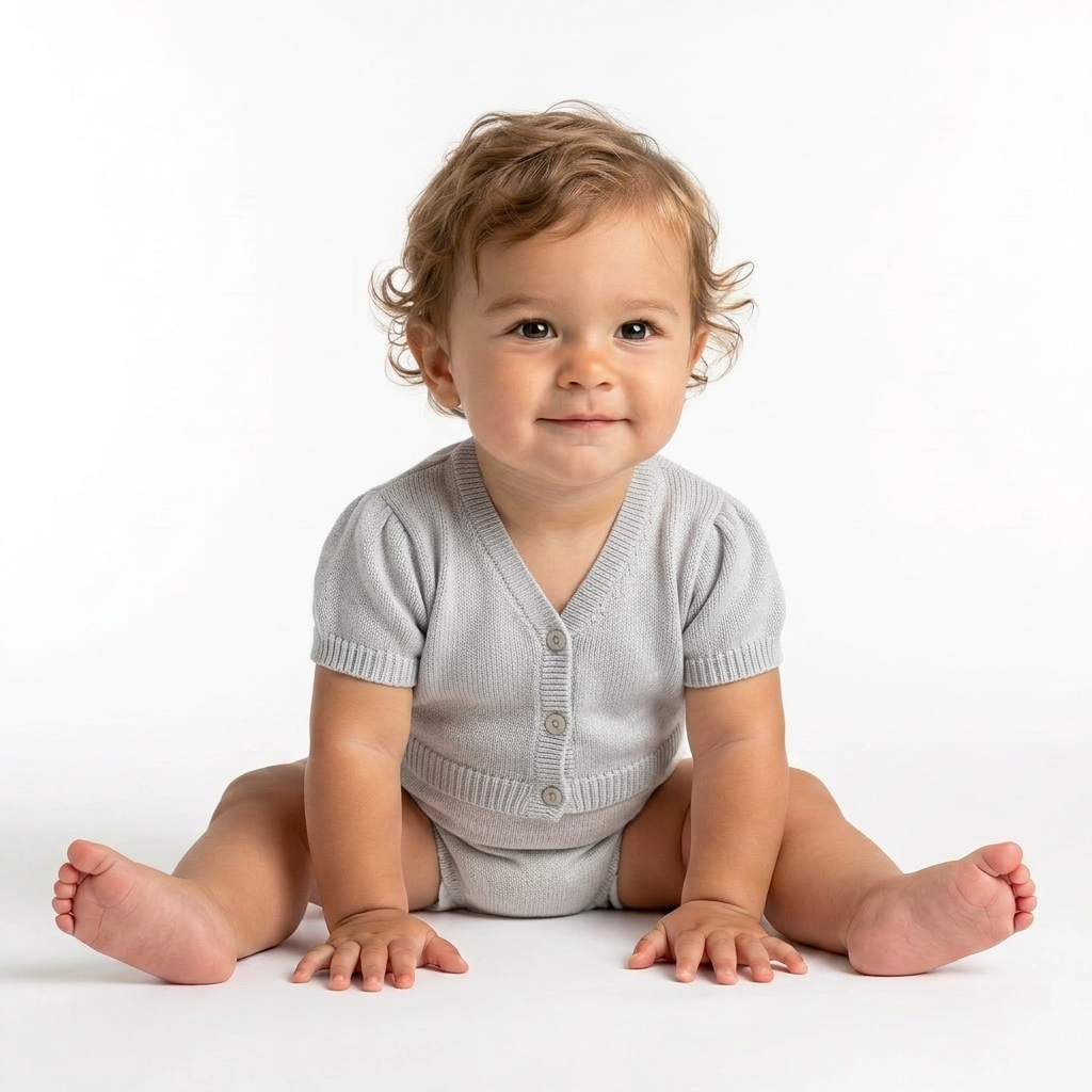 LA CHATELAINE - White short-sleeved cardigan - 3 months