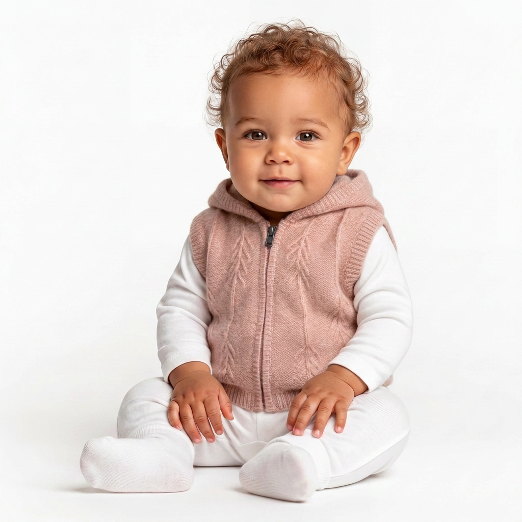 IKKS - Pink hooded cardigan with zip - 6 months
