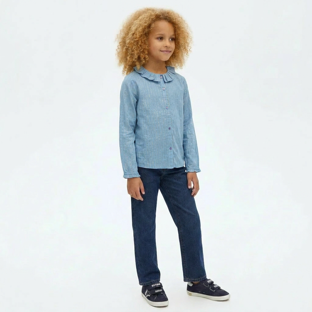 CYRILLUS - BLOUSE - BLEU, OR - 8 ANS