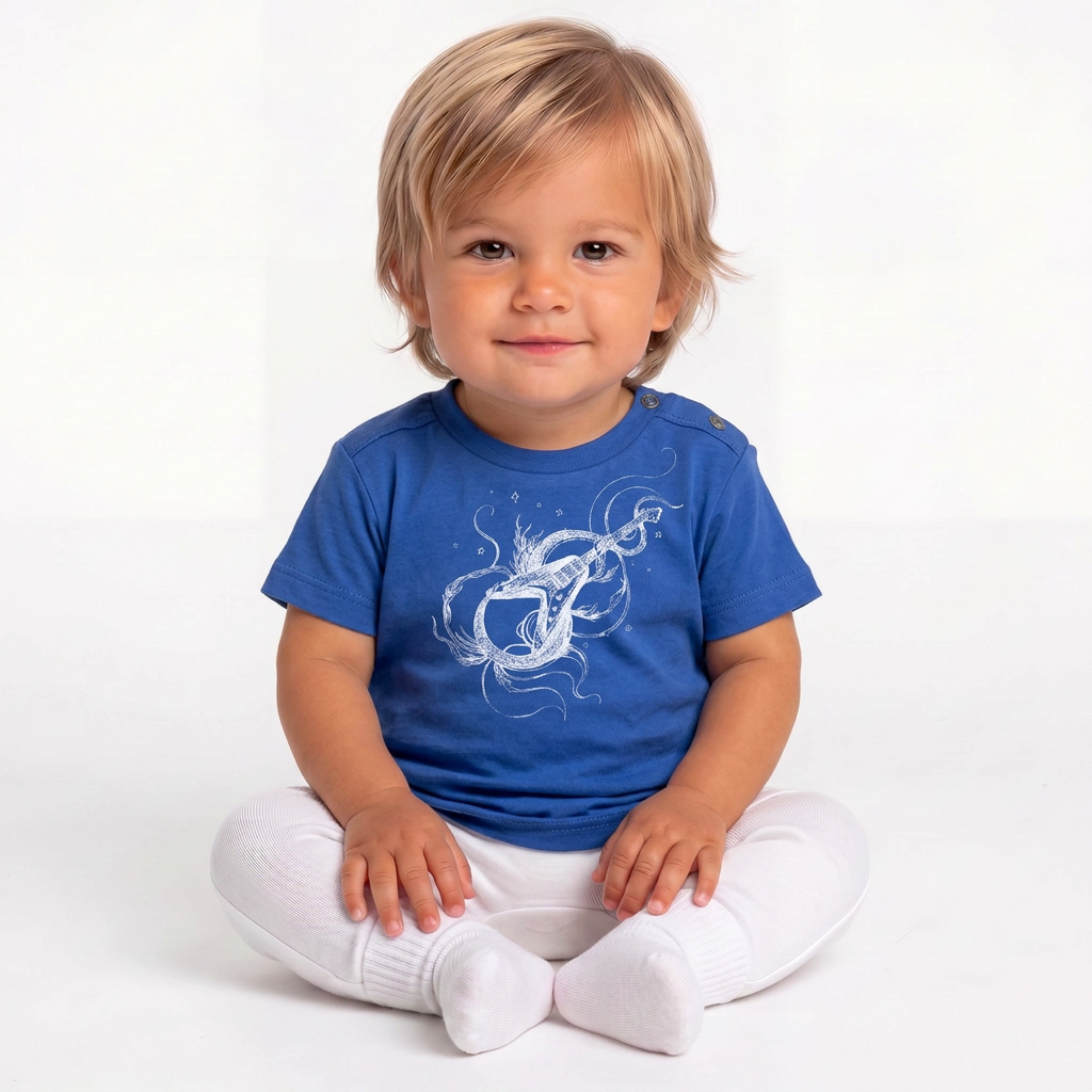I TALK TO MUCH - Marineblaues Gitarren-T-Shirt - 6 Monate