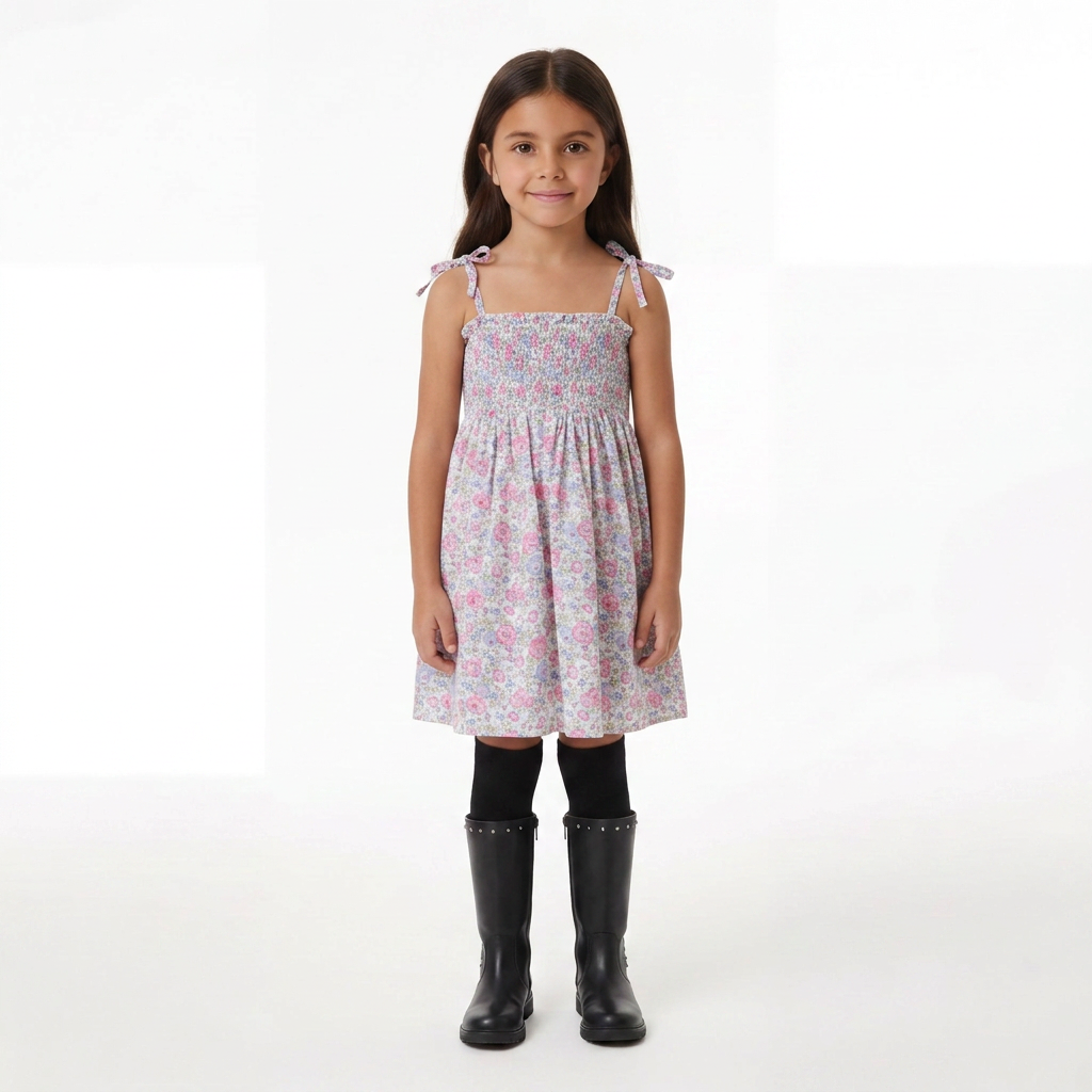 PESCIOLINO ROSSE - Robe à fleurs roses - 4 ans