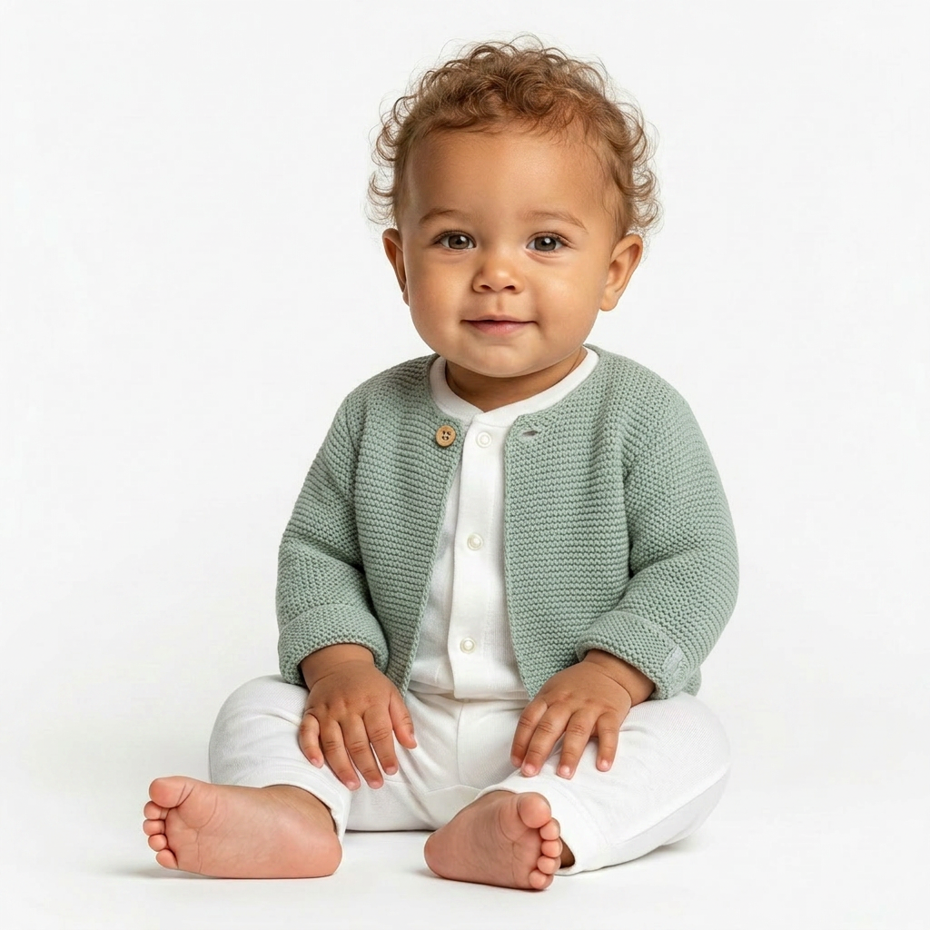 PETIT BATEAU - CARDIGAN - VERT - 3 MOIS