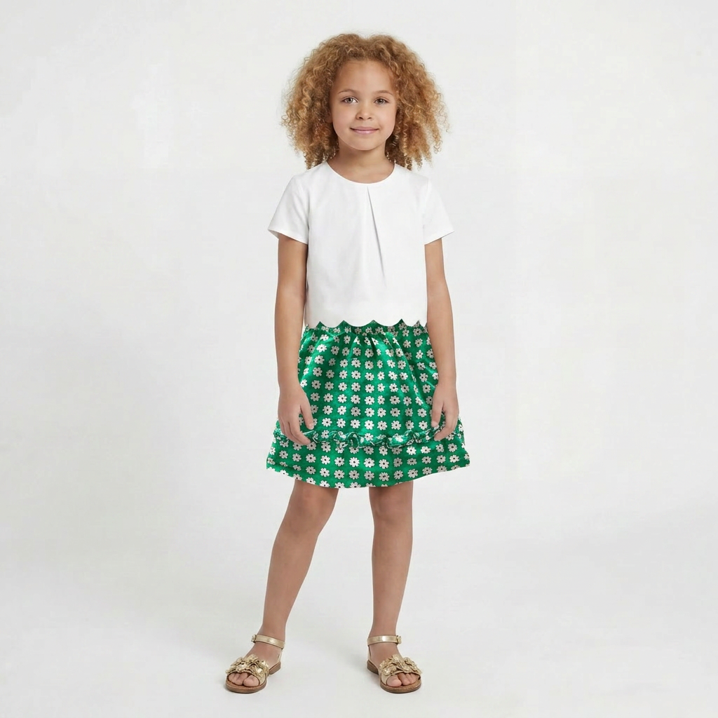 HELLO SIMONE - JUPE - VERT, BEIGE - 10 ANS