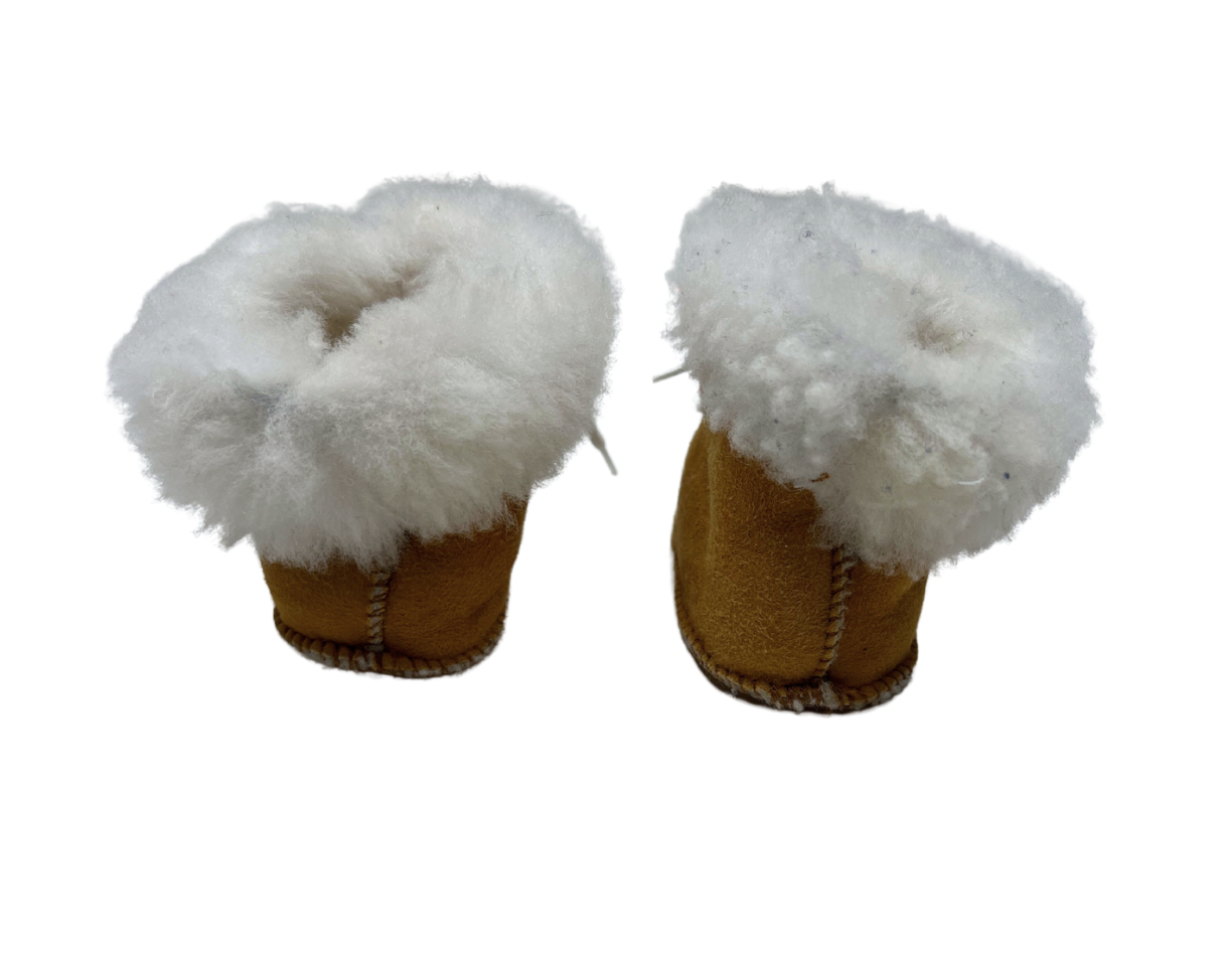 VINTAGE - Chaussons en daim fourrés et brodés - 16 (1/3 mois)