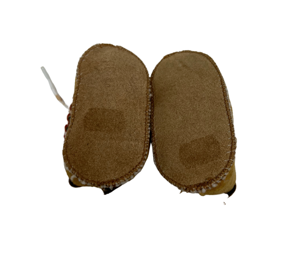 VINTAGE - Chaussons en daim fourrés et brodés - 16 (1/3 mois)