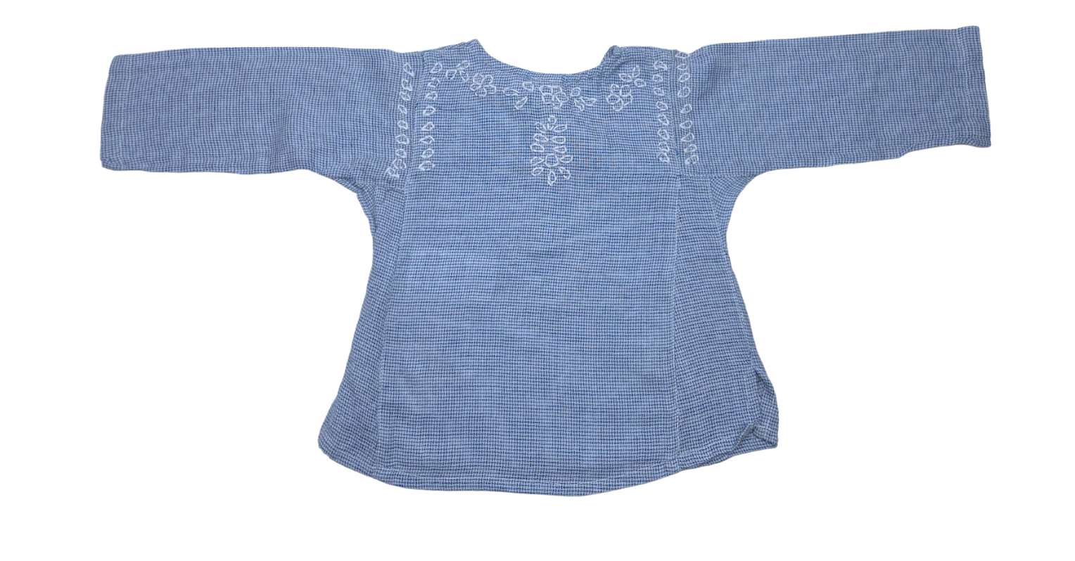 BONTON - Blouse bleu brodée - 12 mois