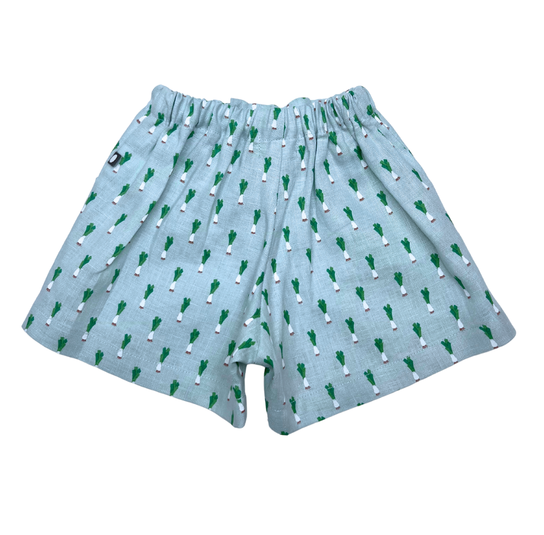 OEUF NYC - Short en lin imprimé poireaux - 12 mois